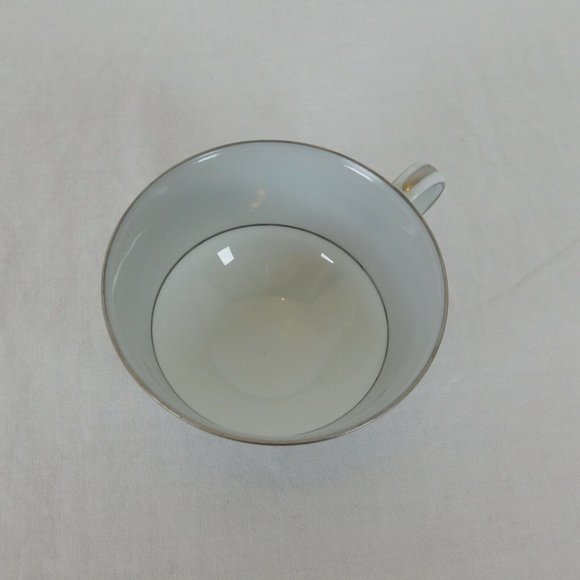 Set Noritake Grayburn Footed Cup 2.25" tall & Saucer 5 5/8" dia Platinum Trim - Picture 9 of 10